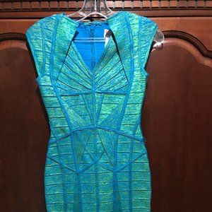 Beautiful blue and green bandage dress